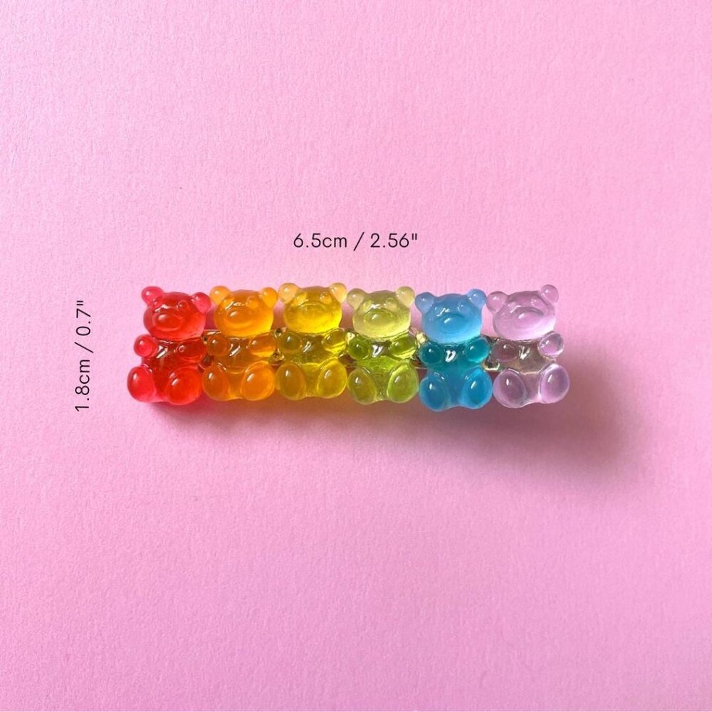 Gummy Bear Hair Clip Candy Rainbow Colour Hair Barrette For Girls - Picture 5 of 9